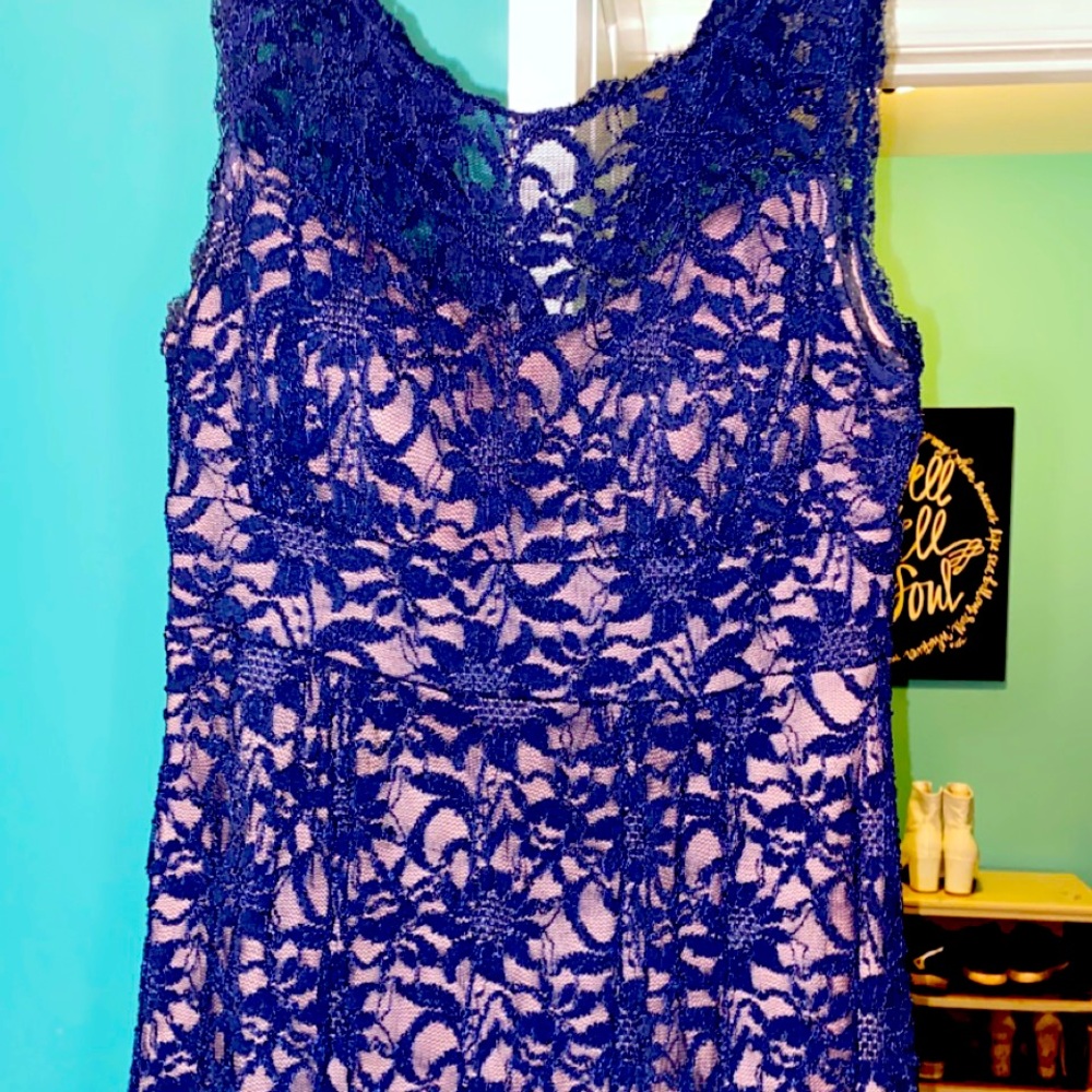 blue lace formal dress